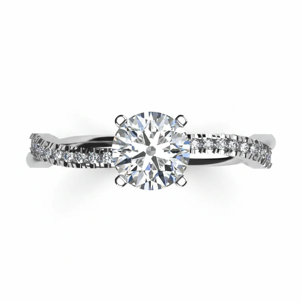 Anillo Slim en platino corte redondo con diamante natural GIA