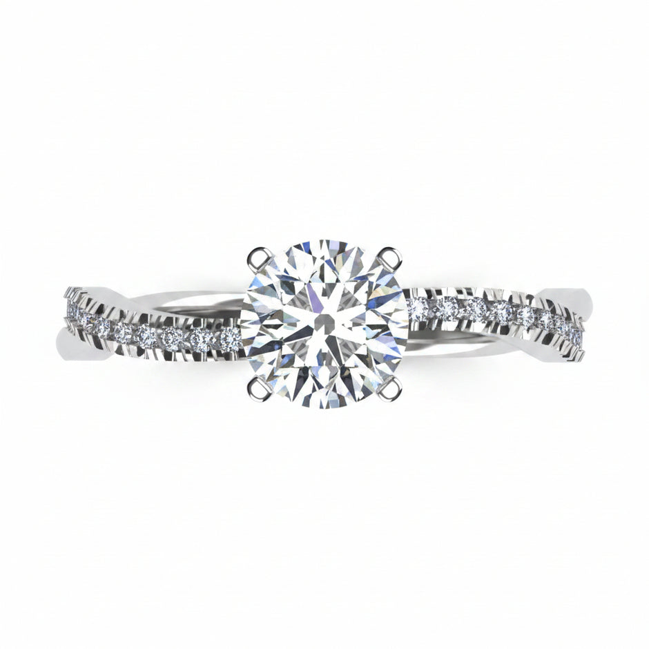 Anillo Slim en platino corte redondo con circonia