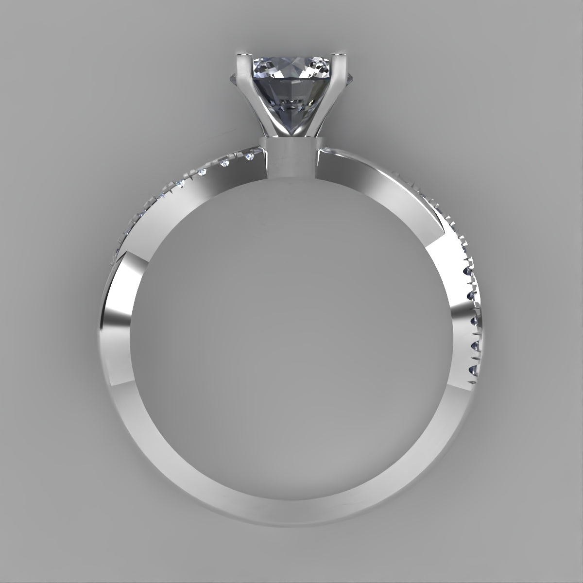Anillo Slim en platino corte redondo con circonia
