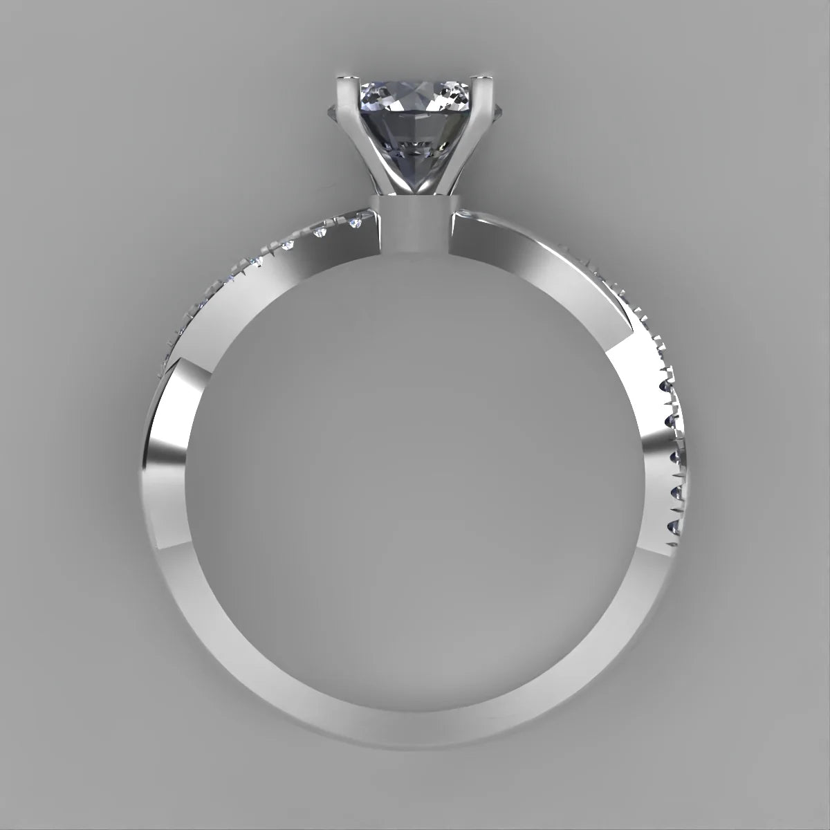 Anillo Slim en oro blanco corte redondo con diamante de laboratorio IGI