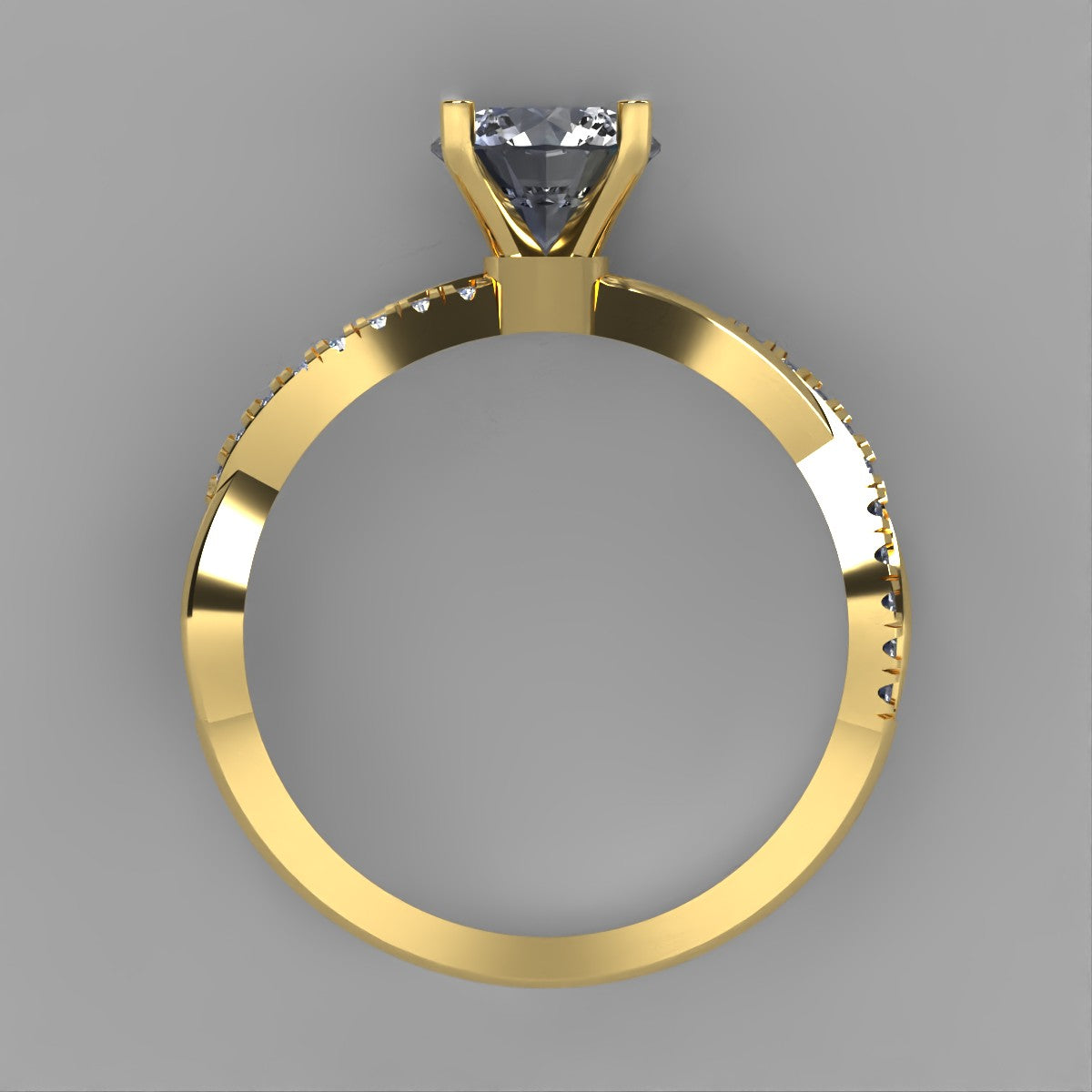 Anillo Slim en oro amarillo corte redondo con circonia