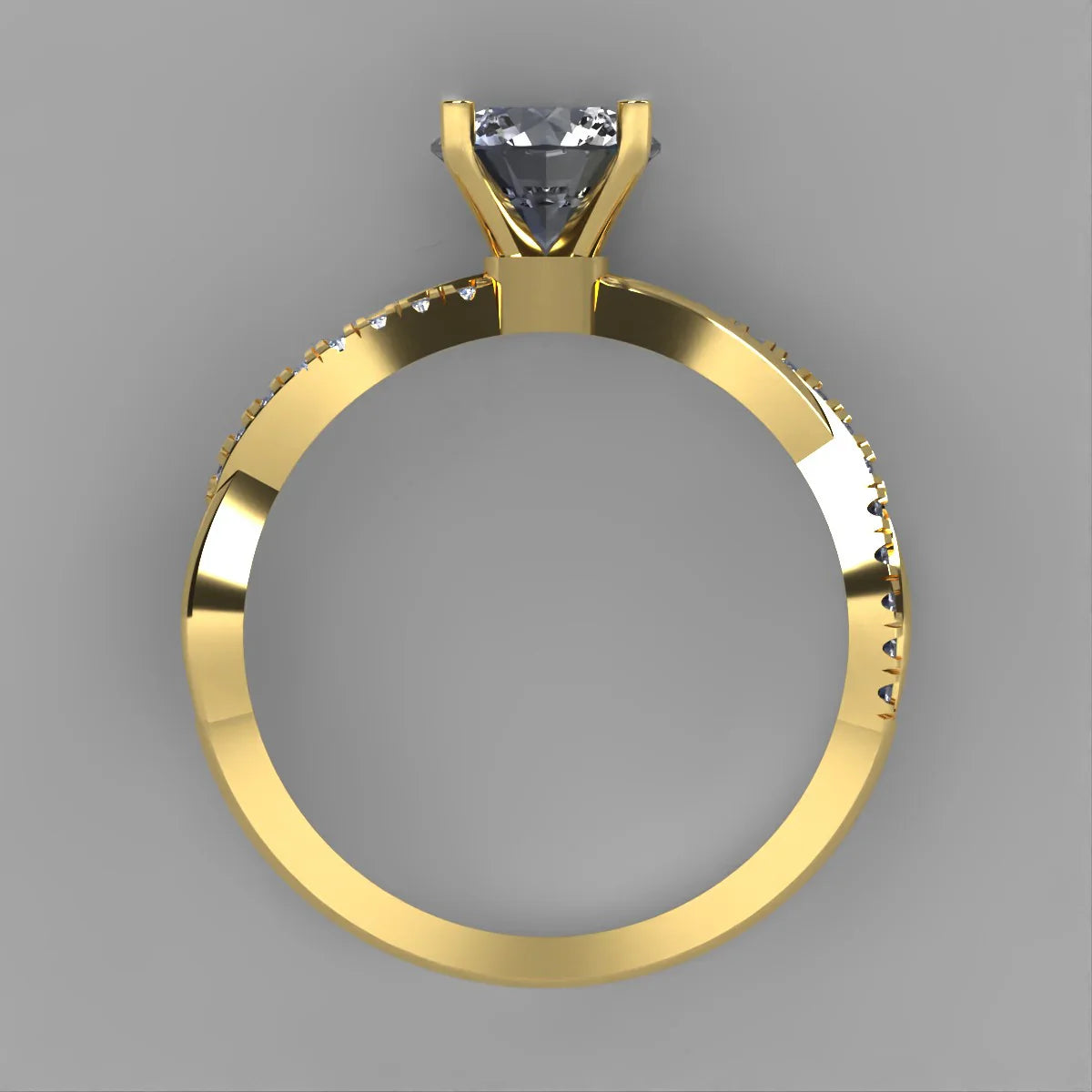 Anillo Slim en oro amarillo corte redondo con diamante natural GIA
