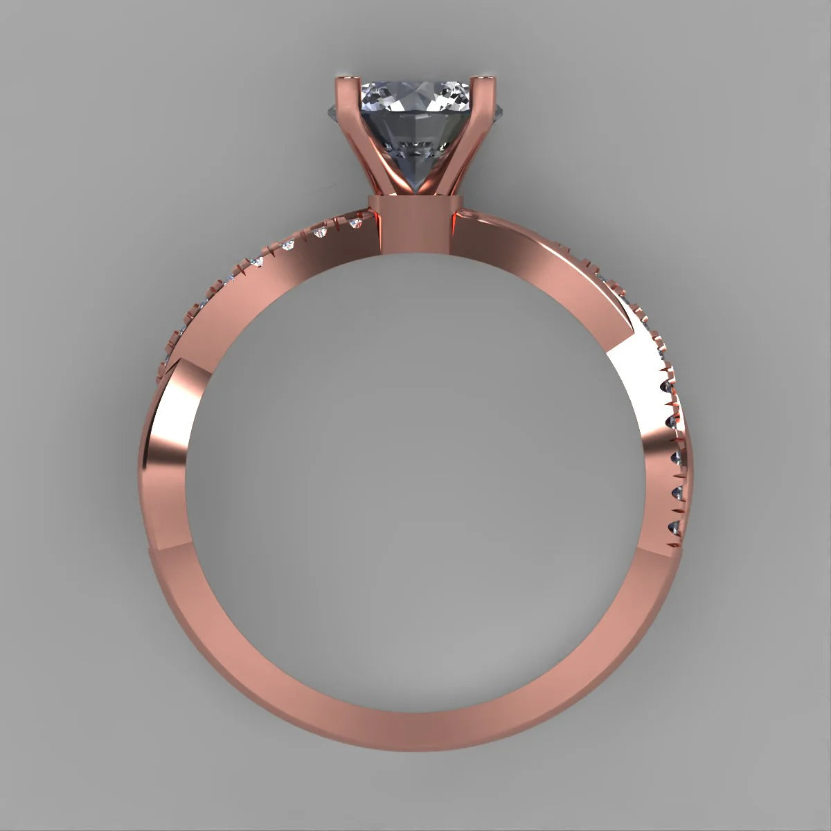 Anillo Slim en oro rosa corte redondo con diamante de laboratorio IGI