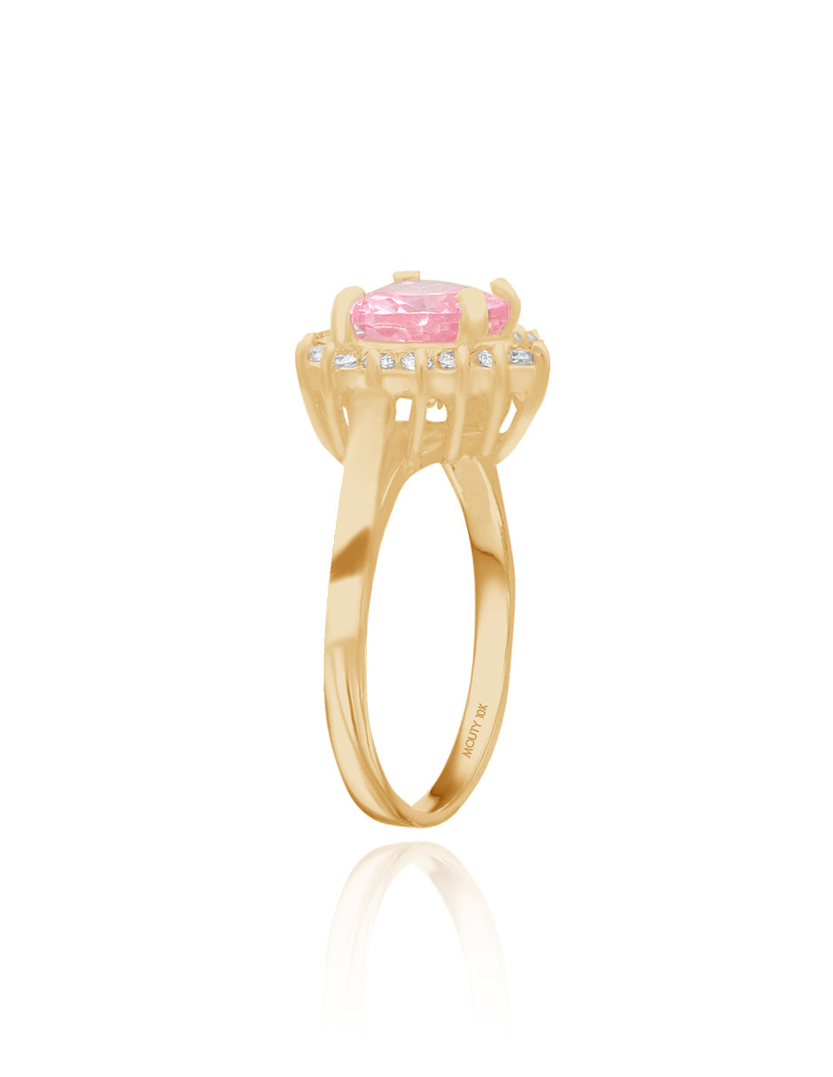 Anillo Serena en oro amarillo 10k con circonia rosa inspirado en Sailor M.