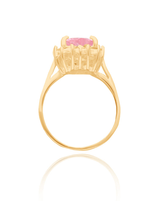 Anillo Serena en oro amarillo 10k con circonia rosa inspirado en Sailor M.