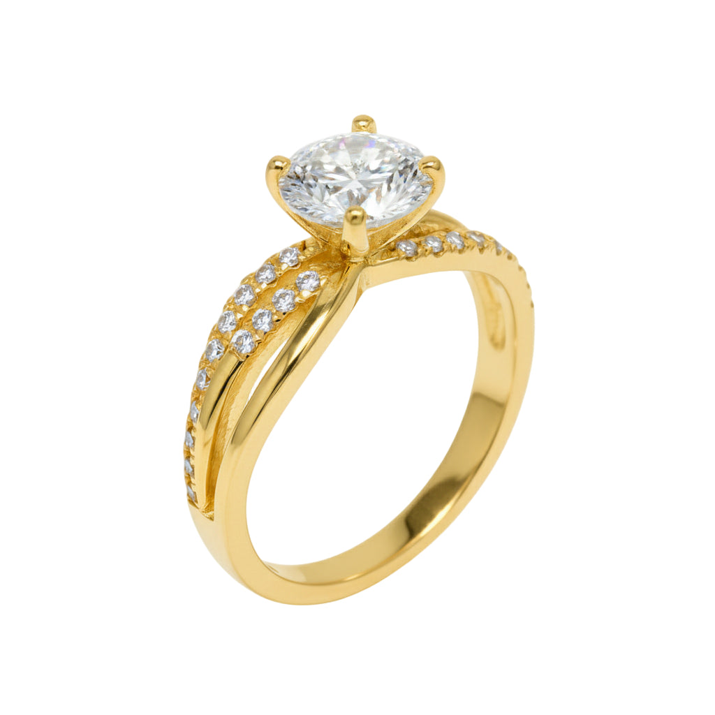 Anillo Athenas en oro amarillo 10k con circonia