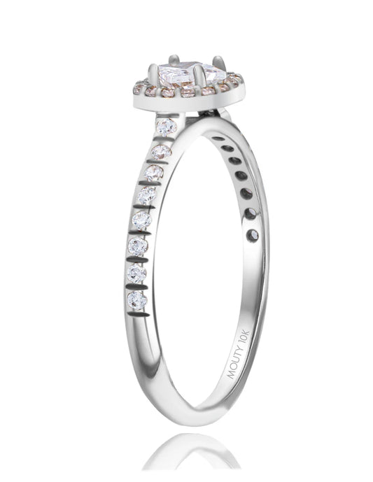 Anillo Alondra en oro blanco 10k con circonias