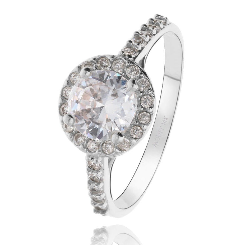 Anillo Adelaide en oro blanco 14k con circonias - Mouty Joyería