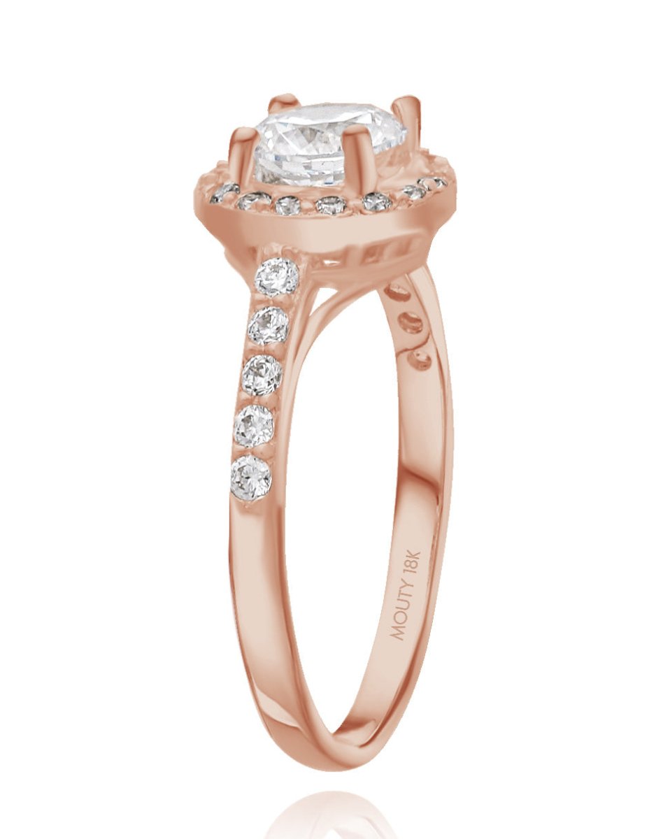 Anillo Adelaide en oro rosa 18k con circonias - Mouty Joyería