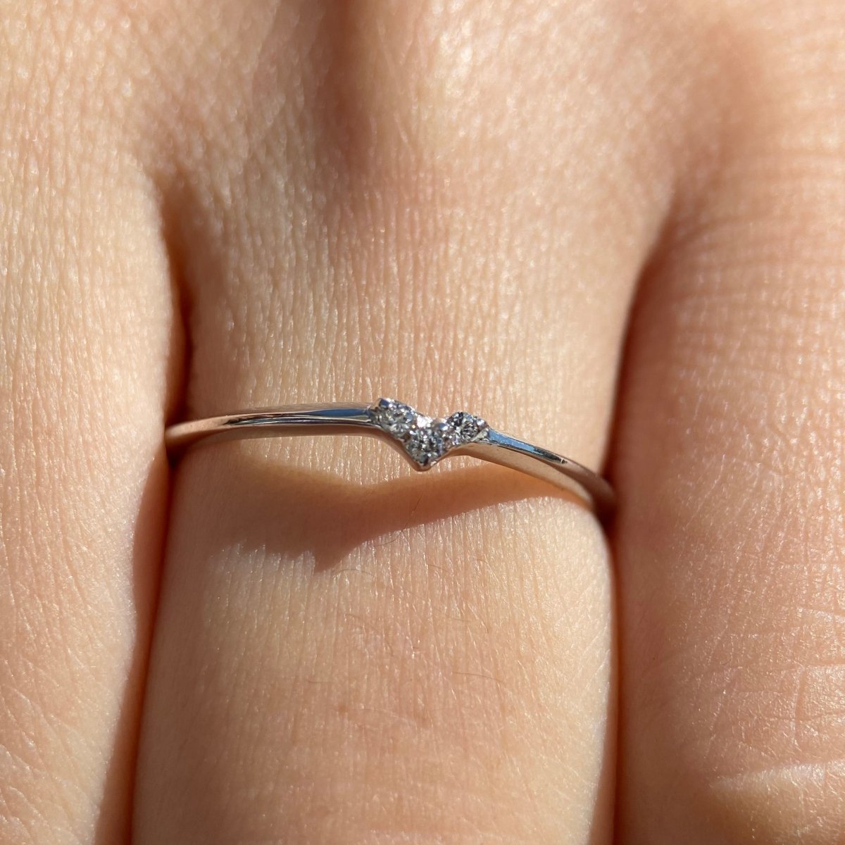 Anillo Angeline en oro blanco 14k con circonias - Mouty Joyería