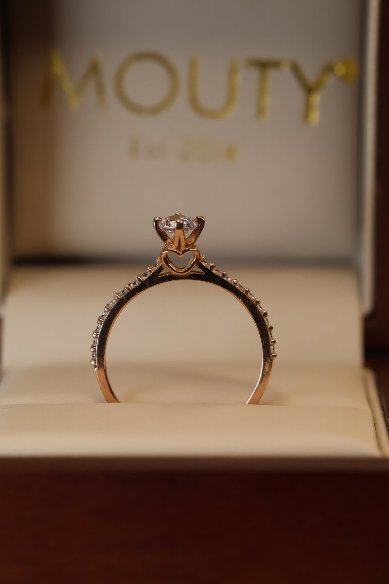 Anillo Arnel en oro rosa 14k con circonias - Mouty Joyería