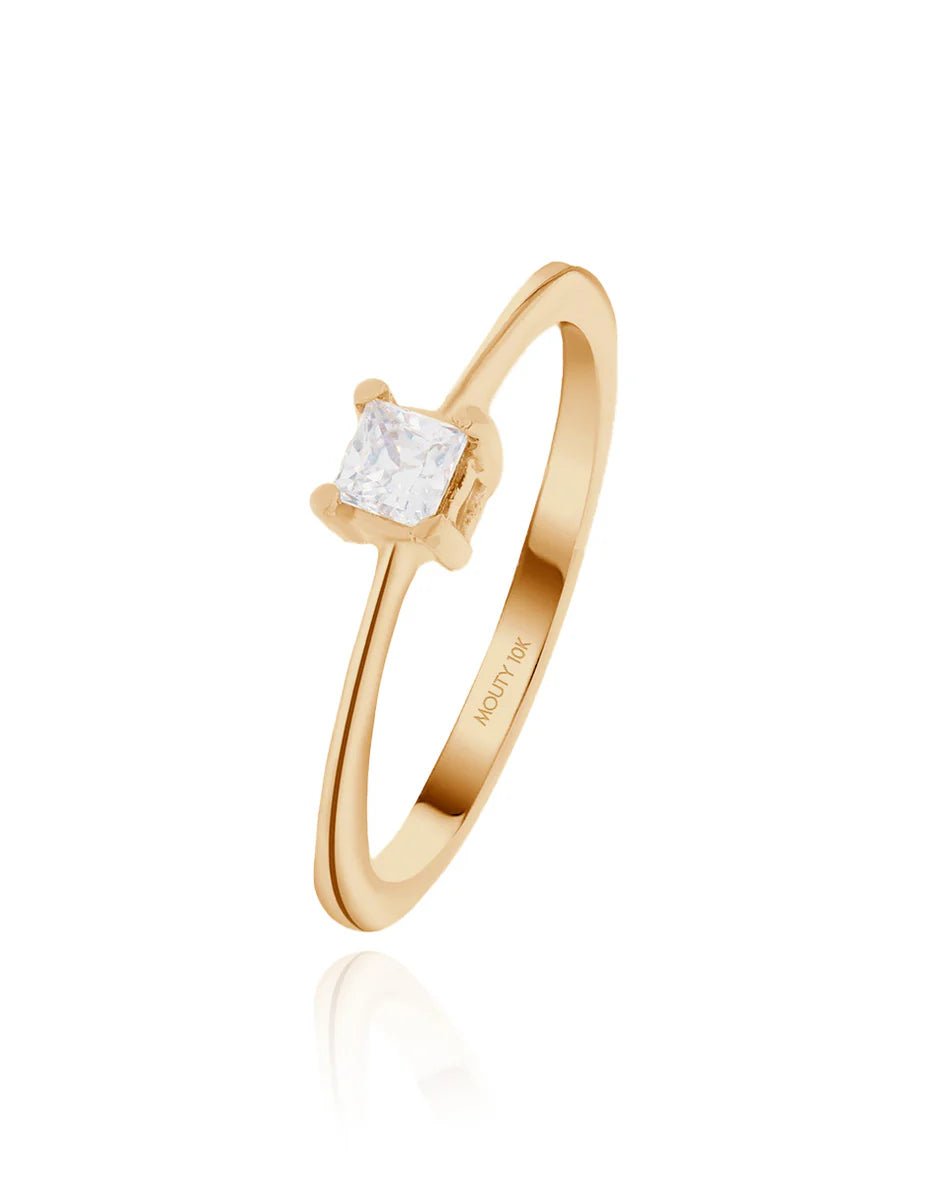 Anillo Darian en oro amarillo 10k con circonia - Mouty Joyería
