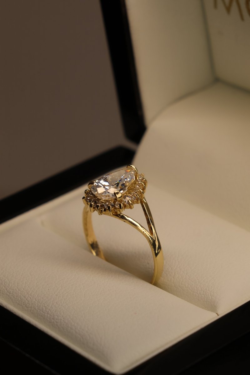 Anillo en oro Amarillo 10k con Circonia Mod.15960 - Mouty Joyería