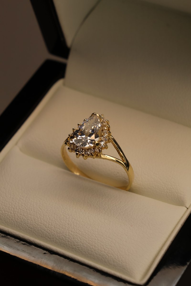 Anillo en oro Amarillo 10k con Circonia Mod.15960 - Mouty Joyería