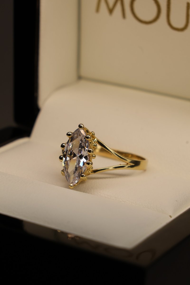 Anillo en Oro Amarillo 10k con Circonia Mod.15962 - Mouty Joyería