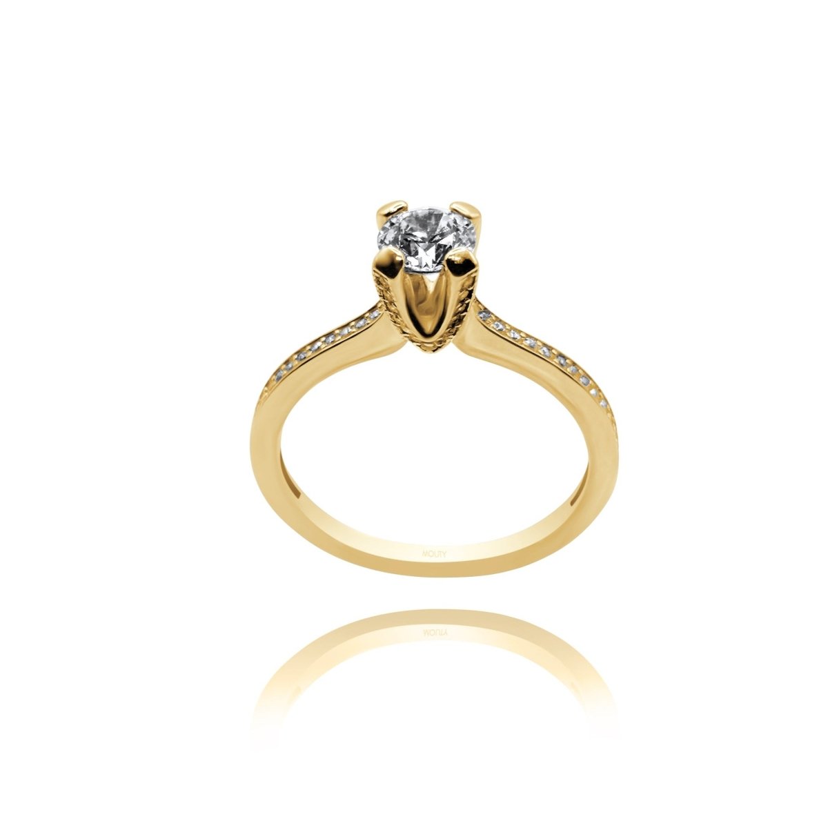 Anillo en oro amarillo 10k con circonia redonda Mod: 14533 - Mouty Joyería
