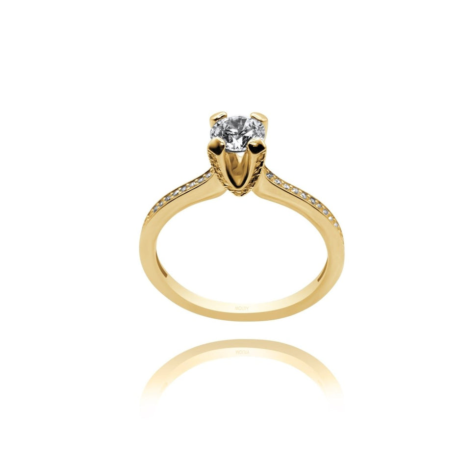 Anillo en oro amarillo 10k con circonia redonda Mod: 14533 - Mouty Joyería