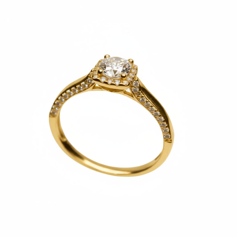 Anillo en Oro Amarillo 10k con Circonias Mod. 15853 - Mouty Joyería