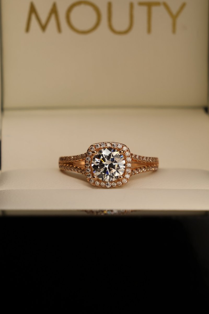 Anillo en Oro Rosa 10k con Circonia Mod.15957 - Mouty Joyería