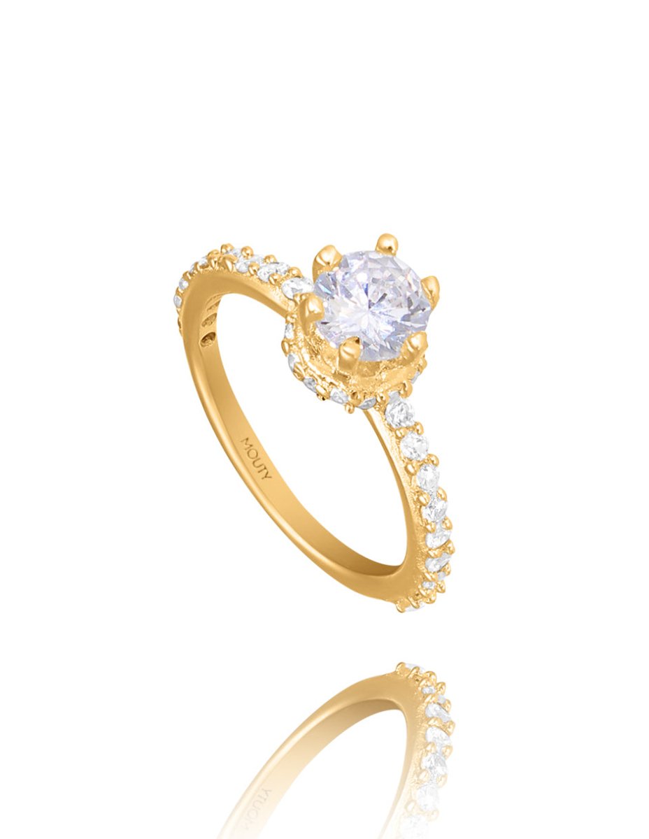 Anillo Helena en oro amarillo 10k con circonias - Mouty Joyería