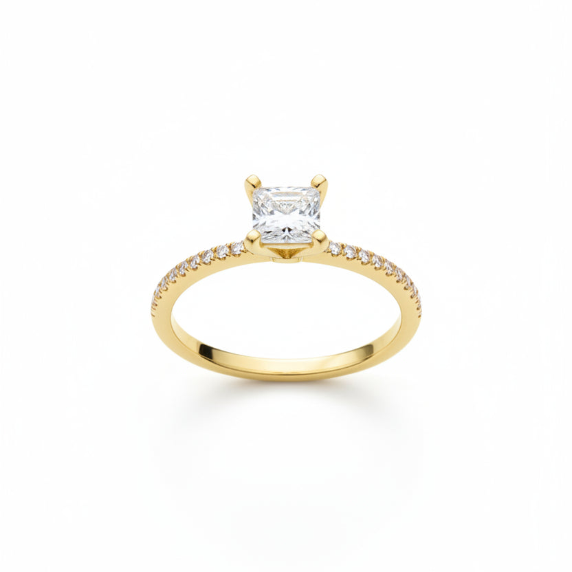 Anillo Soleil Oro Amarillo 14K con Diamante de Laboratorio de .55ct IGI - Mouty Joyería