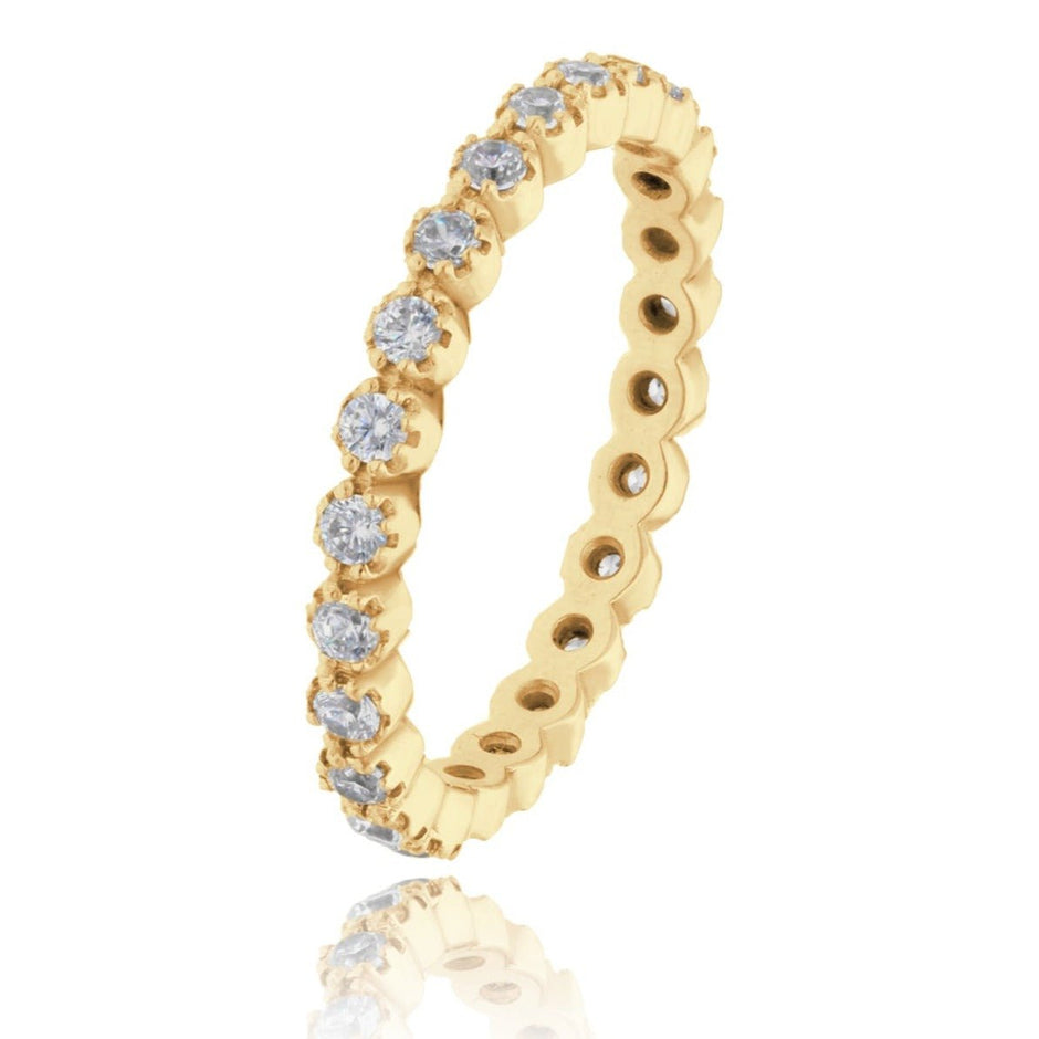 Churumbela Leah en oro amarillo 14k con circonias Mod.8473 Talla 7 - Mouty Joyería
