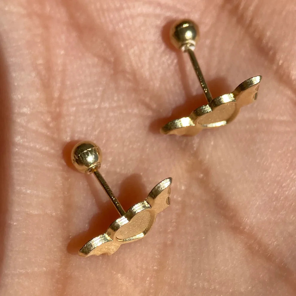 Broqueles Corazon con Alas en Oro Amarillo 10k Cod.BRO306 1cm