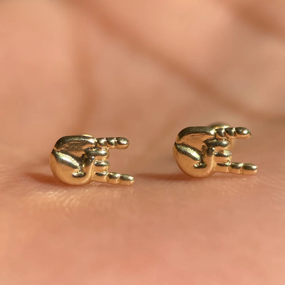 Broqueles Mano Rock en Oro Amarillo 10k Cod.BRO259 6.5mm