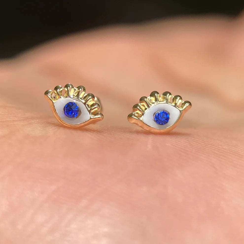 Broqueles Ojo Turco en  Oro Amarillo 14k Cod.BO011 6mm