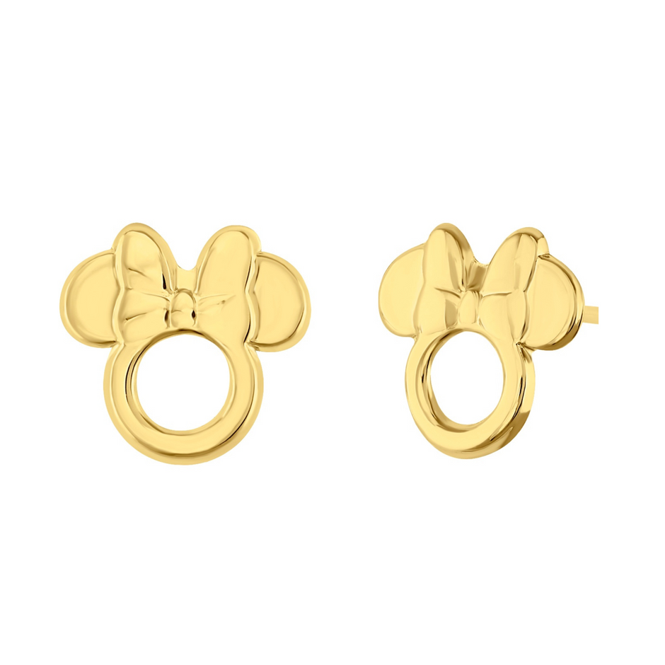 Broqueles Contorno Minnie troquelado en oro amarillo 10k Disney®️ 7mm