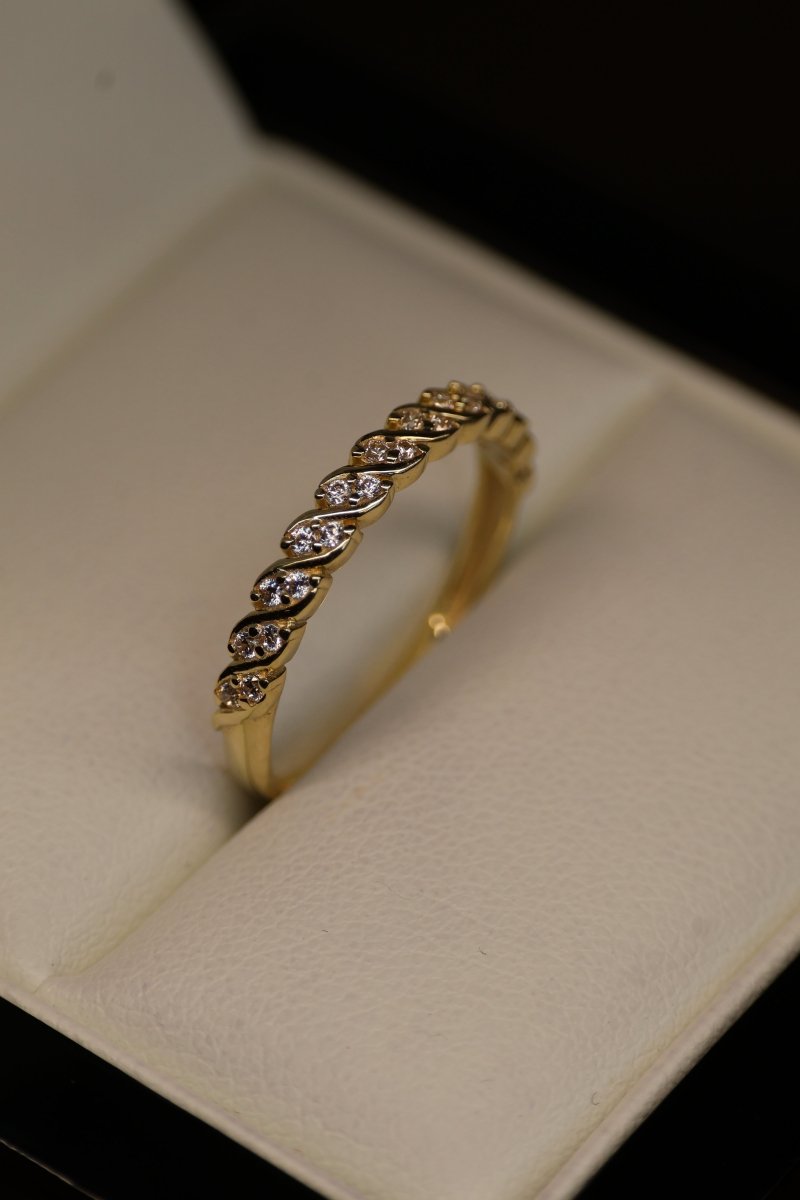 Media Churumbela en Oro Amarillo 10k con Circonia Mod.15921 Talla 6.5 - Mouty Joyería