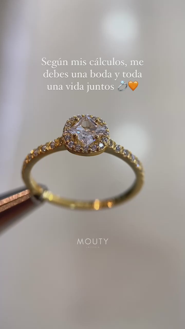 Anillo Alondra en oro amarillo 10k con circonias