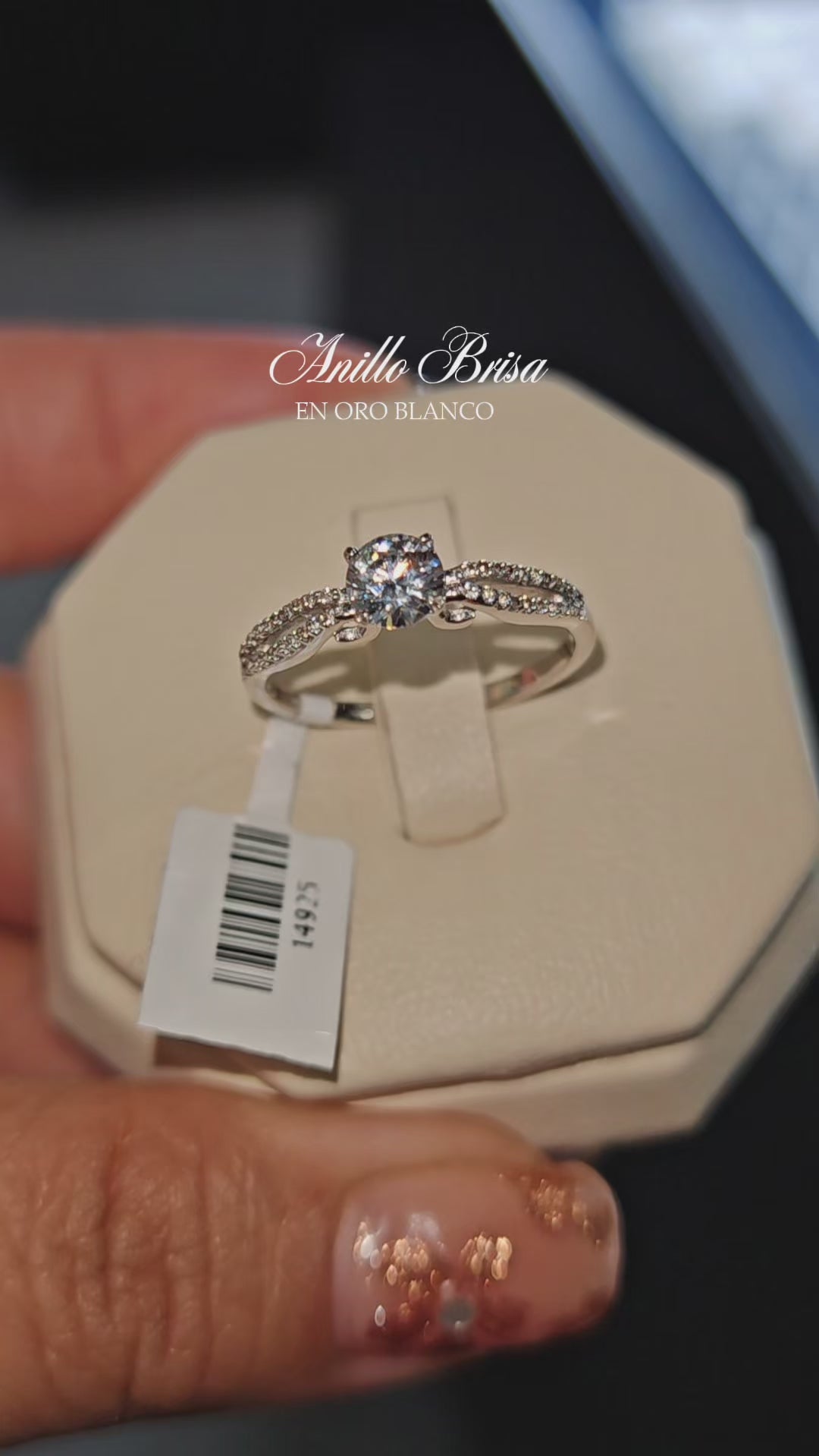 Anillo Brisa en oro blanco 14k con circonias Mod 14925