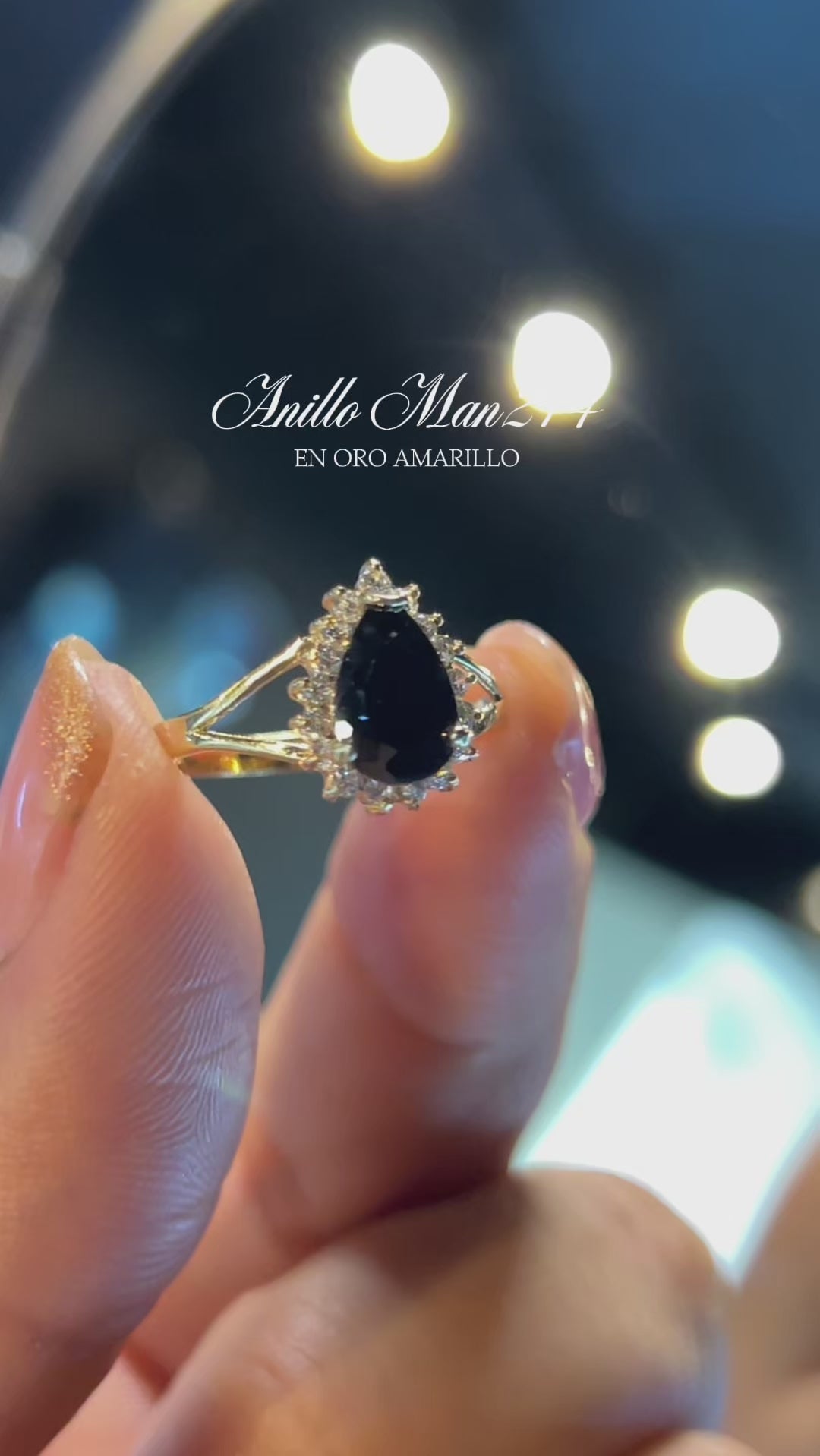 Anillo en oro amarillo de 10k con circonia negra Mod: MAN214