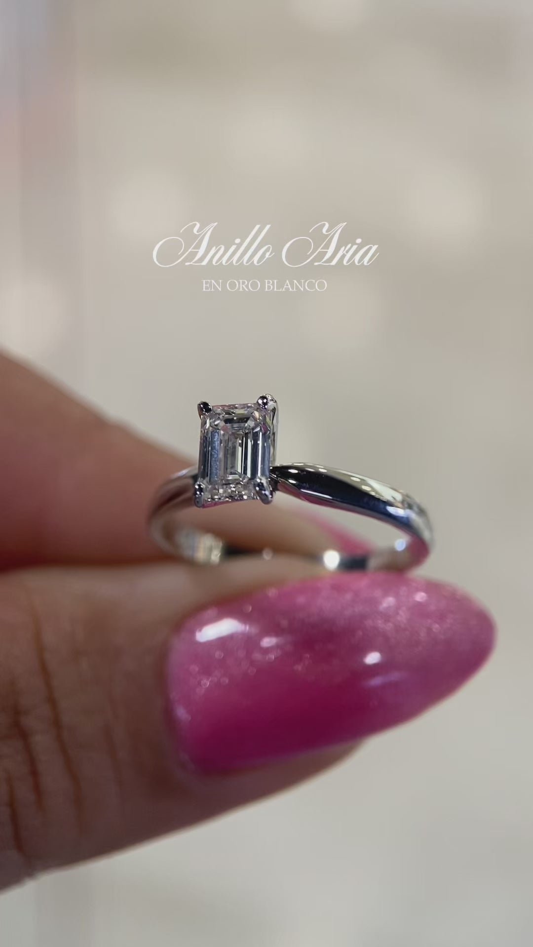 Anillo Aria solitario en Oro Blanco 14k con Diamante Laboratorio 1.03ct Mod.15898