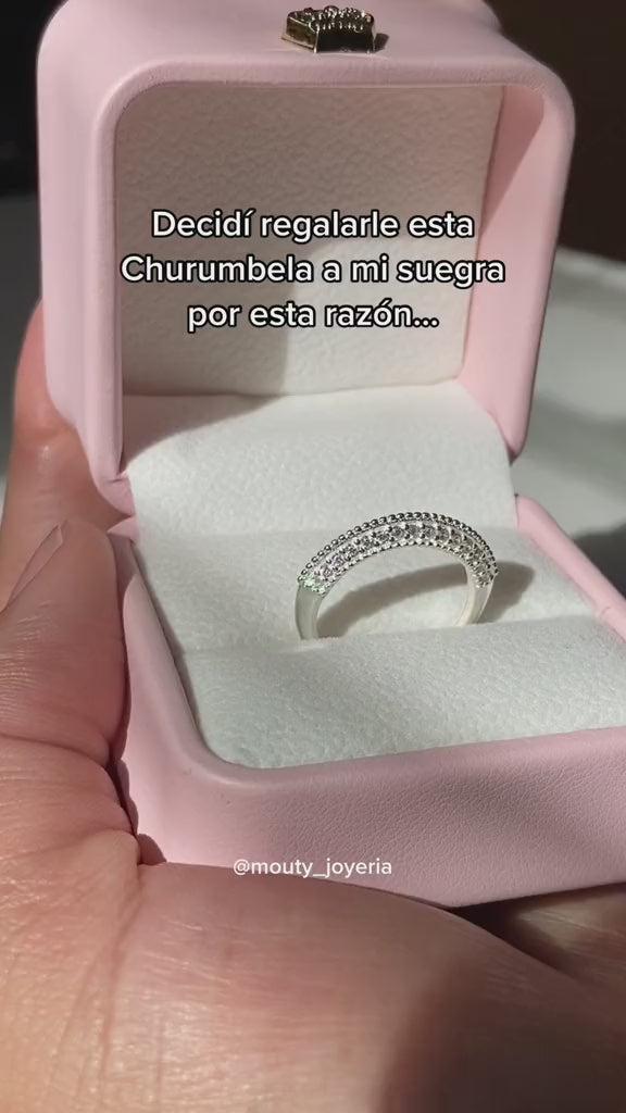 Anillo media churumbela Elsie en plata con circonias