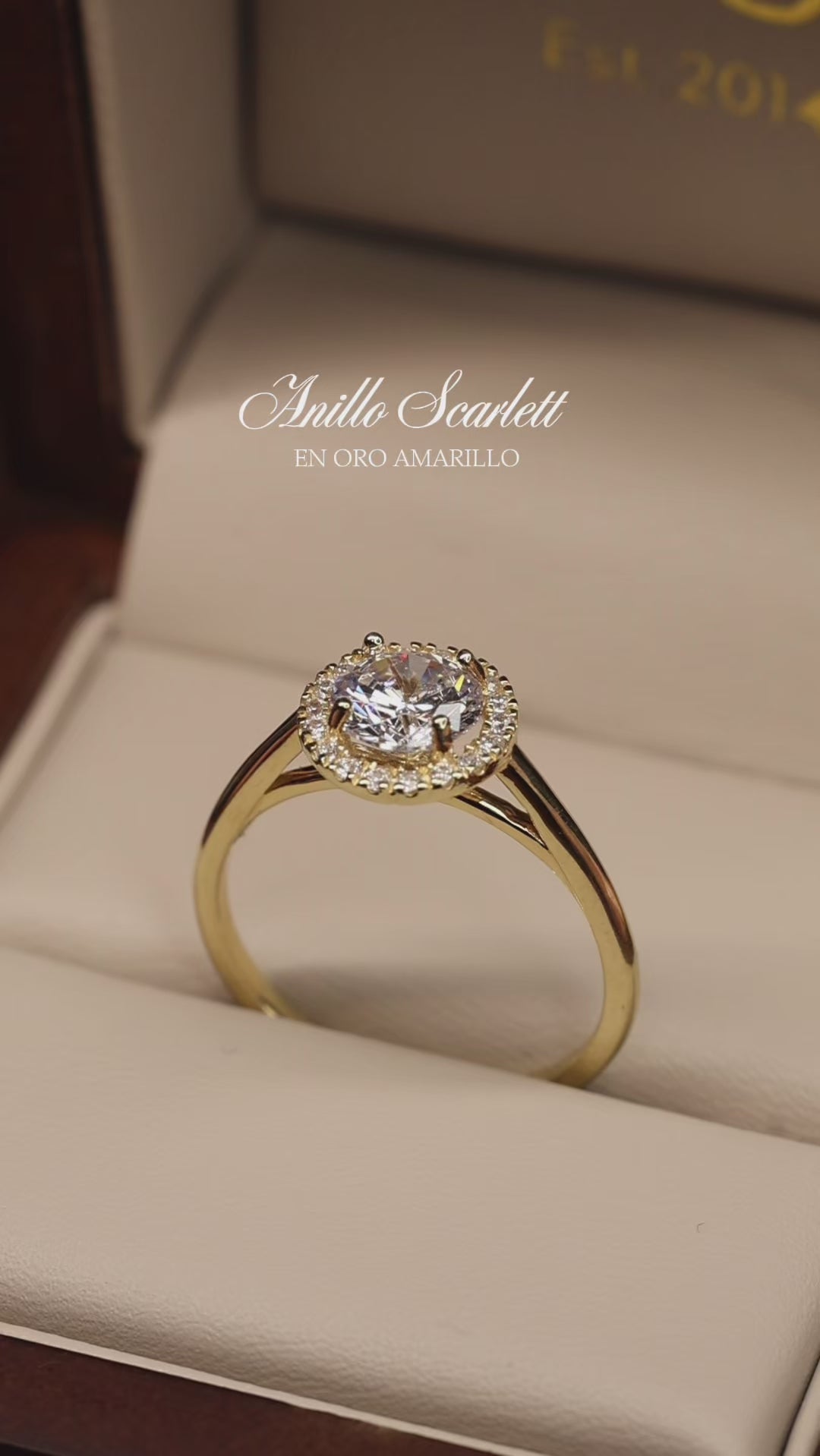 Anillo Scarlett Solitario en Oro Amarillo 14k con Circonias Mod.15895
