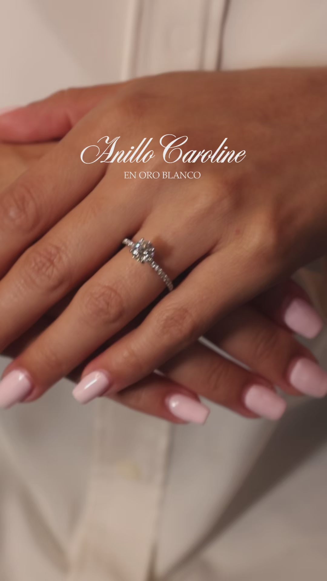 Anillo Caroline en oro 14k blanco con diamante de laboratorio 1.00 ct cod. 15999