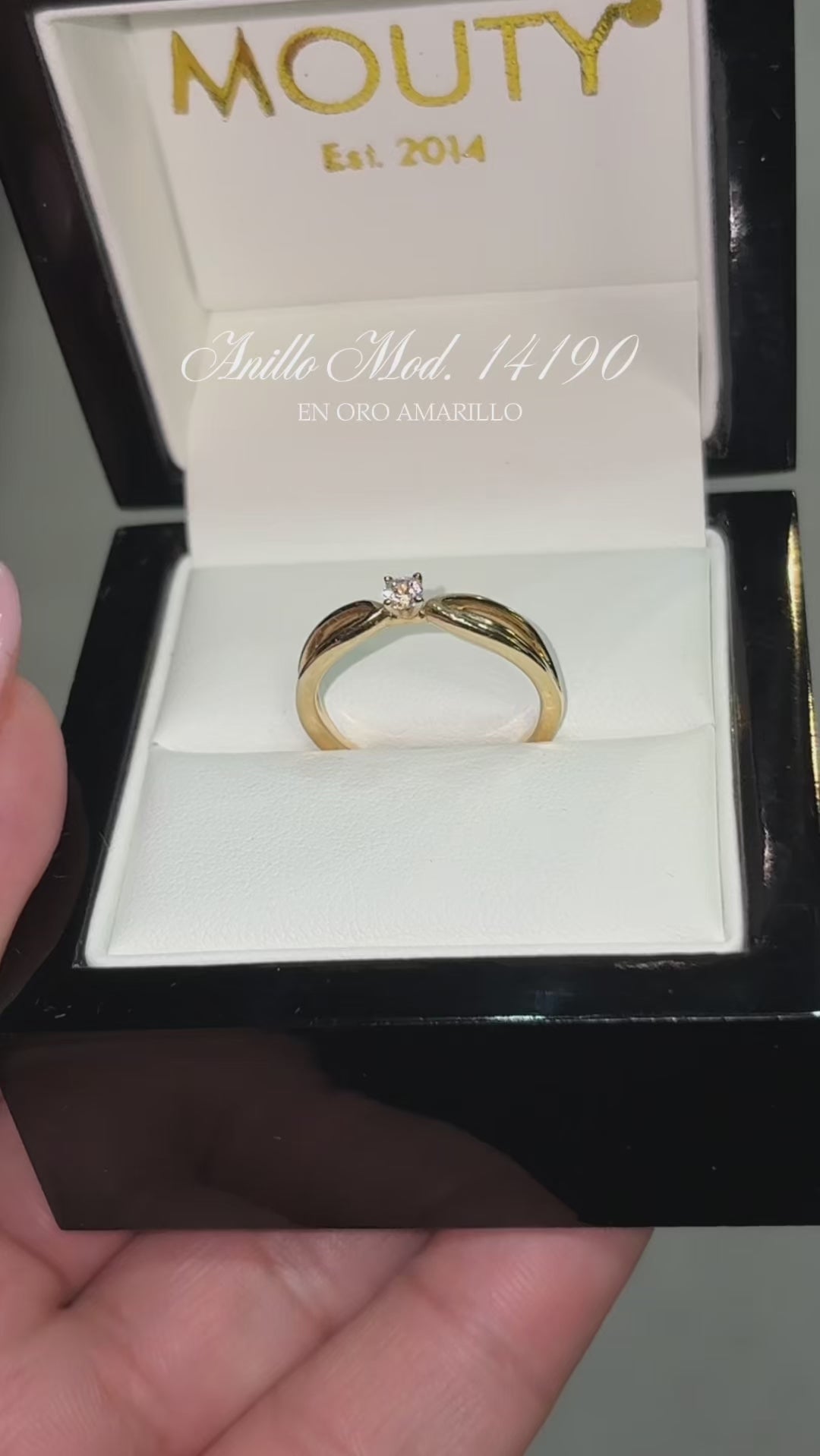 Anillo en oro amarillo 14k con circonia blanca Mod: 14190