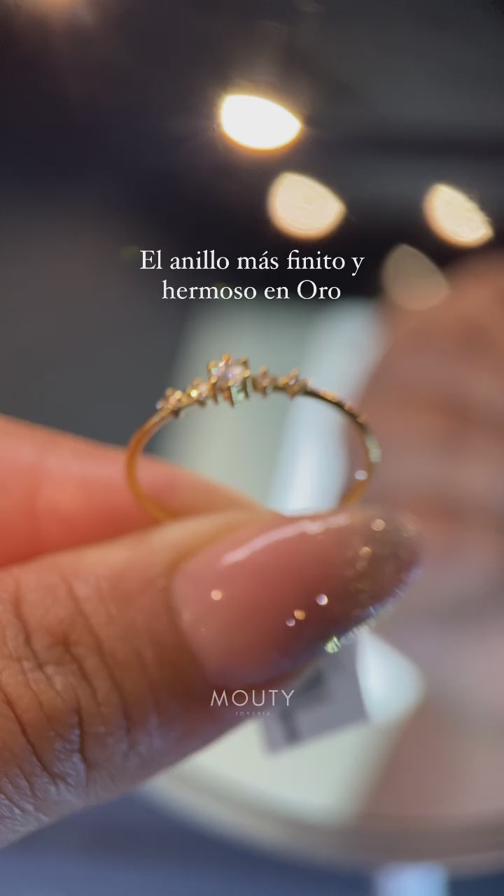 Anillo Ariana en Oro Blanco de 14k con circonias