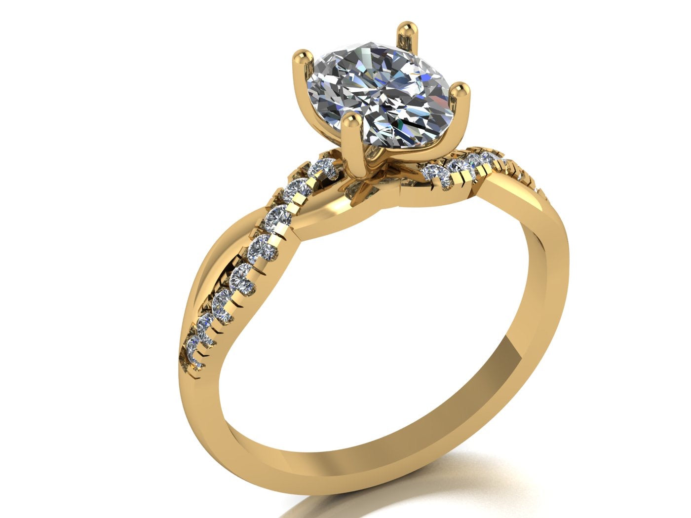Anillo Zacil en oro amarillo corte oval con circonia