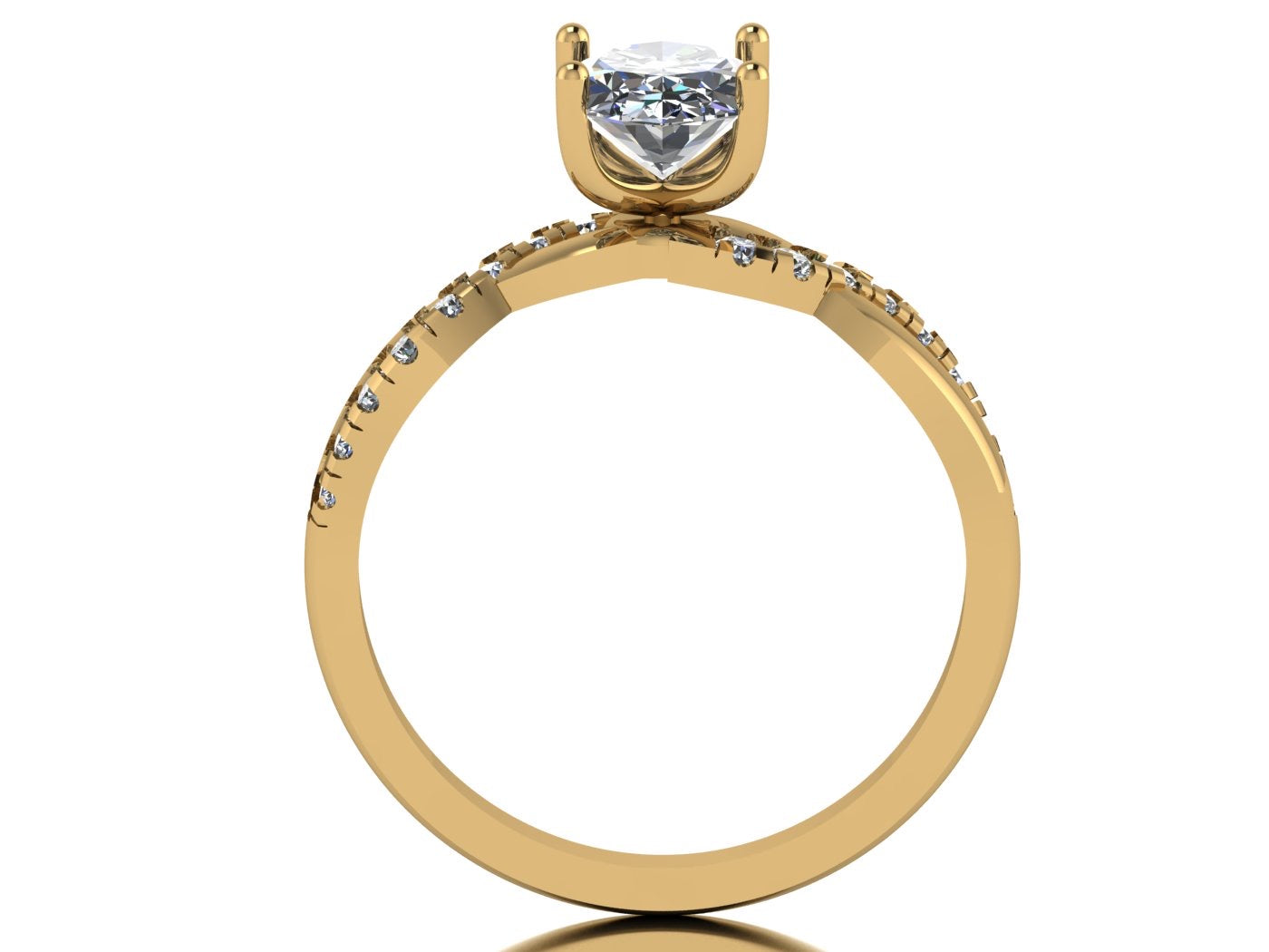 Anillo Zacil en oro amarillo corte oval con circonia