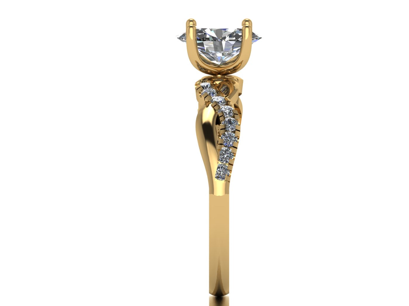 Anillo Zacil en oro amarillo corte oval con circonia