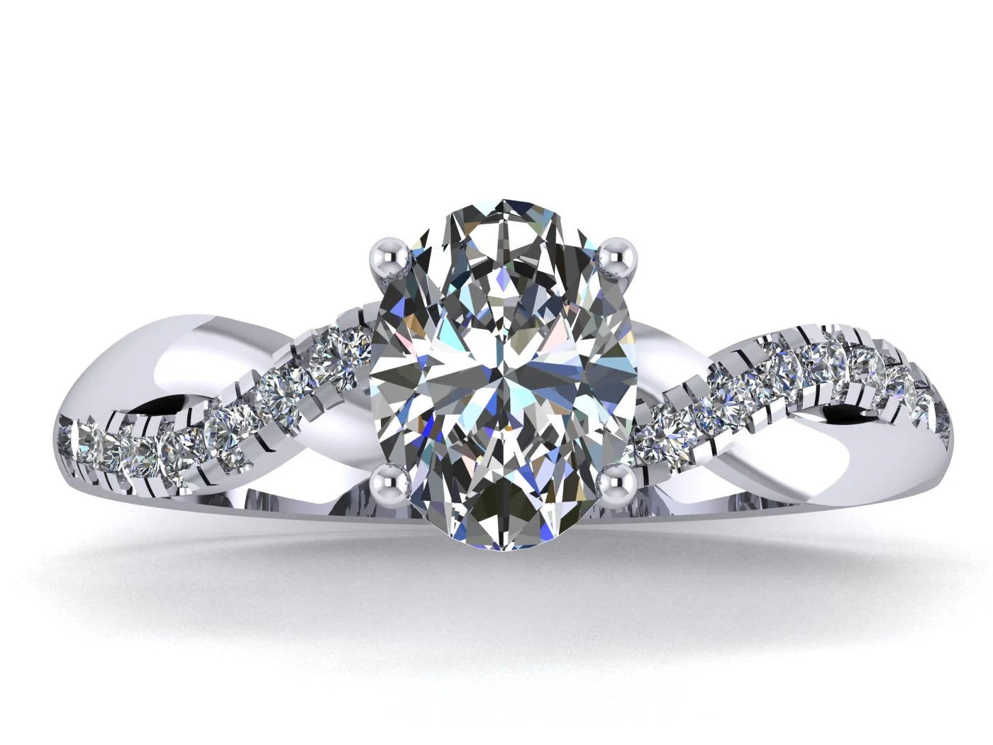 Anillo Zacil en oro blanco corte oval con circonia