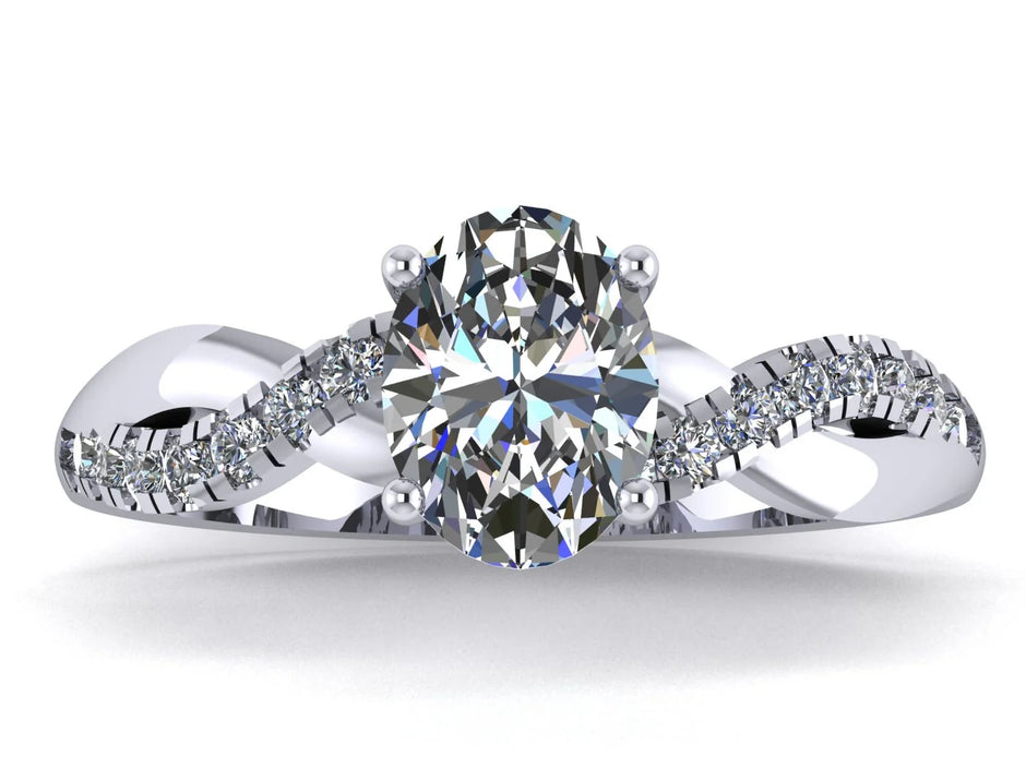 Anillo Zacil en oro blanco corte oval con circonia