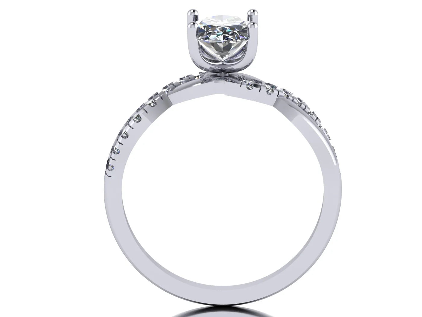 Anillo Zacil en oro blanco corte oval con circonia