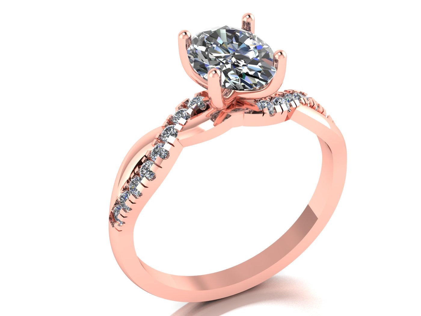 Anillo Zacil en oro con diamante de laboratorio corte oval 1.00ct