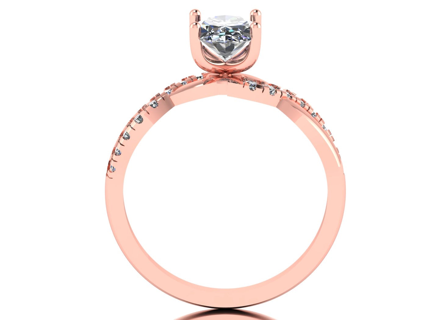 Anillo Zacil en oro con diamante de laboratorio corte oval 1.00ct