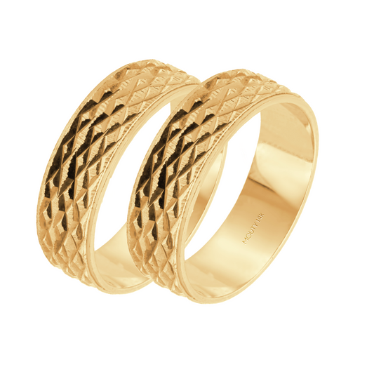 Dúo de argollas Mateo 6mm en oro amarillo 14k hueca