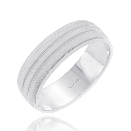Argolla Ethan 6mm en oro blanco 14k hueca